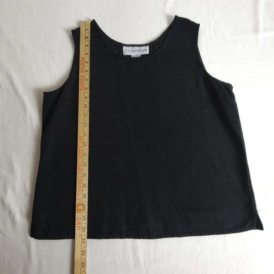 Camiseta sin mangas Sag Harbor clásica negra de seda talla 12 Foto 4 de 4