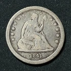1841-O Silver Seated Liberty Quarter New Orleans Mint Fine Condition Scratched