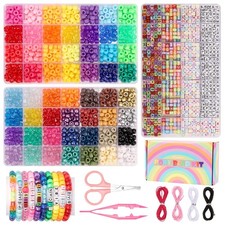Bracelet Making Kit 2400 Pcs Bracelet Beads, 56 Colors Pony Beads