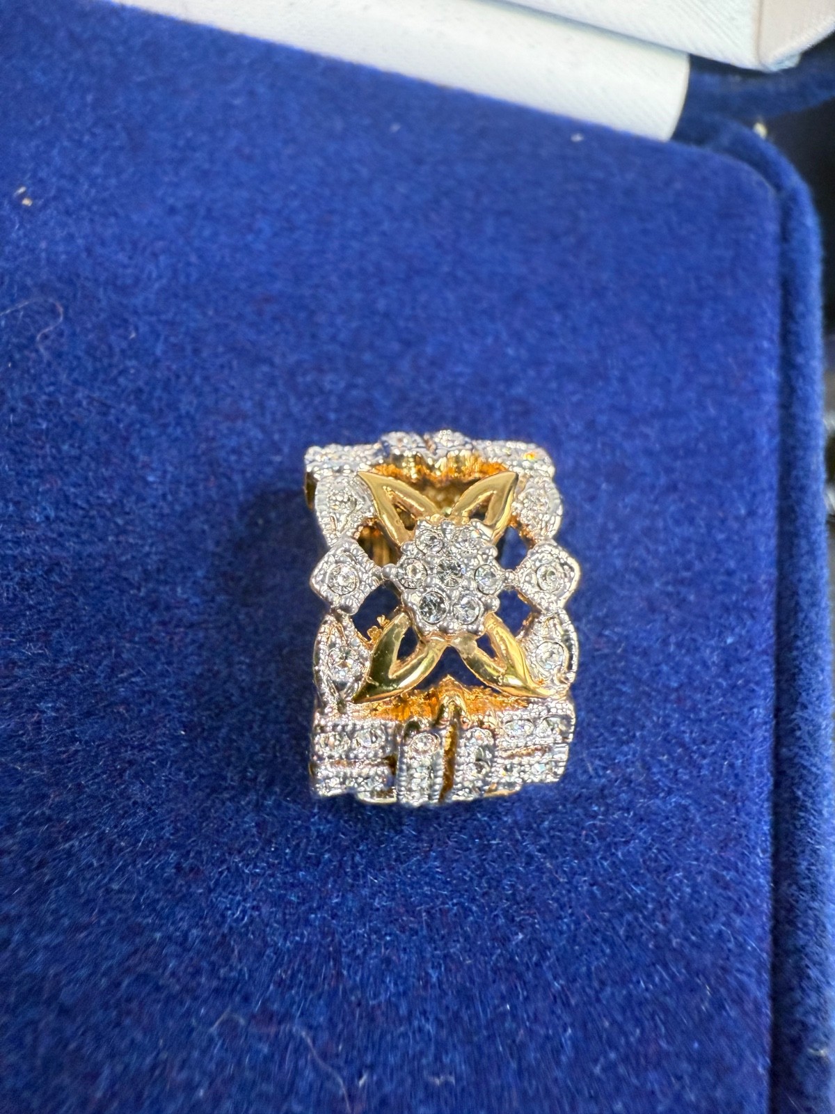 Camrose Kross Earrings Signed JBK  Rhinestone Clip On Jacqueline Kennedy