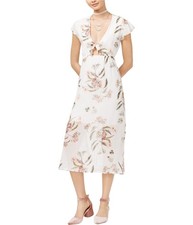 Love Fire Womens Tie Front A-line Dress, White, Small