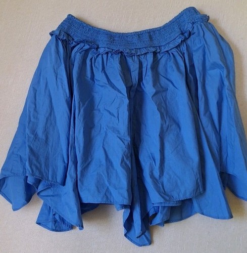 Free People Blue Skirt Asymmetrical Tiered Ruffle Size L Large Pixie Fairy - Picture 10 of 11