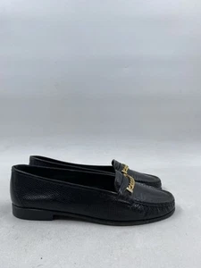 Gucci mocassin noir habillé chaussure à enfiler cuir chaîne dorée L 7,5