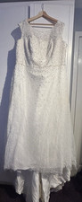 Plus Size 22 Ivory Wedding Dress Beaded Bridal Gown Corset Back Train