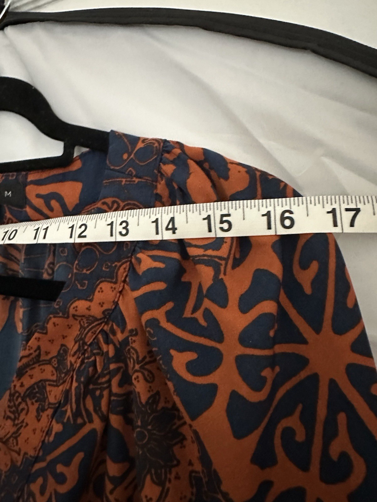 Boho rust orange navy patterned peasant blouse Gl… - image 8