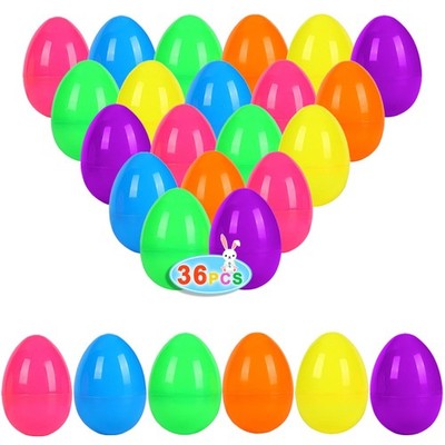 36 PCS 3.35'' Fillable Plastic Easter Eggs 6 Styles Bright Colors Empty Easter...
