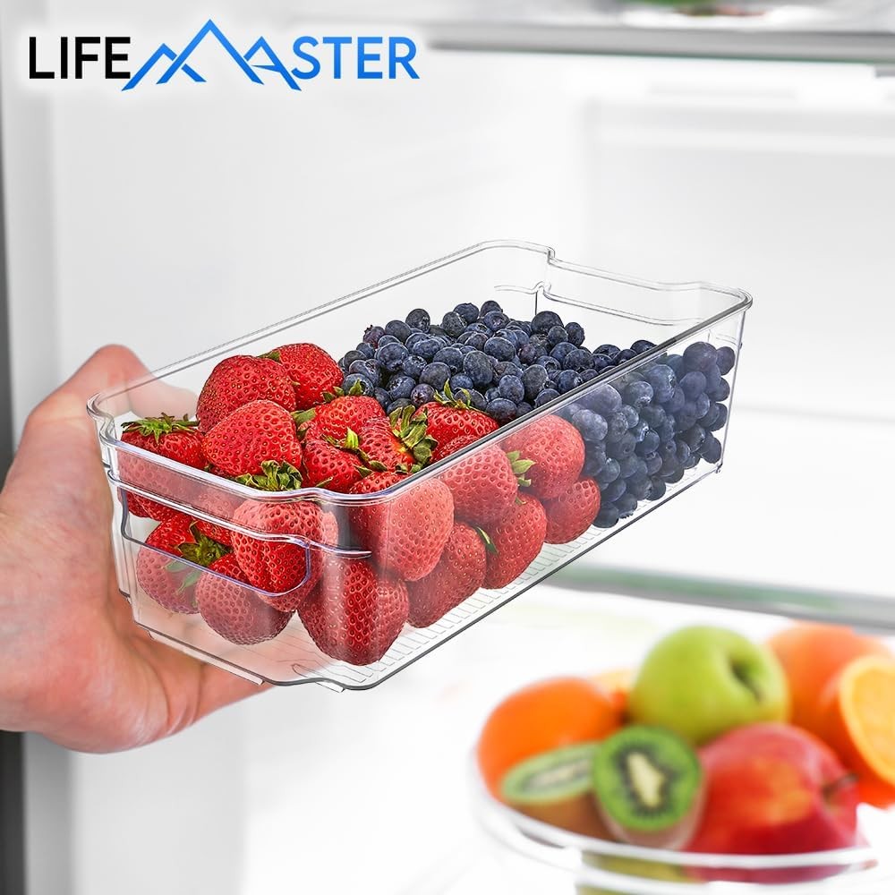 Lifemaster Pantry Organizers and Storage Bins - Stackable Clear 2 Pack, 