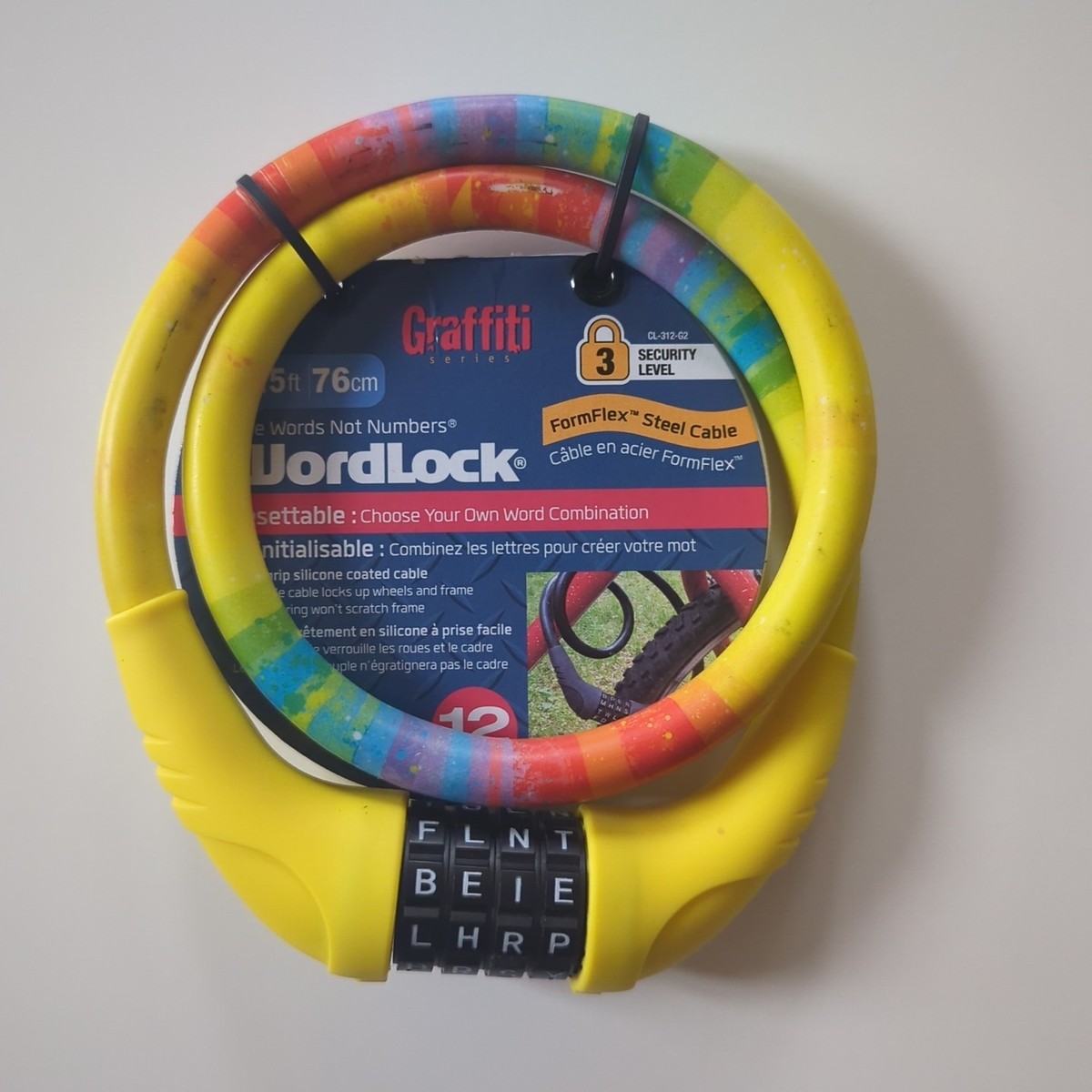 Graffiti WordLock (2.5FT/76CM) Resettable Bike Lock - FormFlex