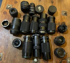 LARGE COLLECTION OF VINTAGE CAMERA LENSES..INC SIATEX..SIGMA..BELL&HOWELL ETC