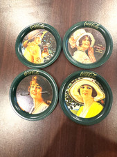 Lot de 4 sous-verres à boisson en métal vert COCA-COLA (diamètre 3,5")