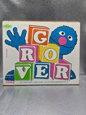 Vintage Playskool Sesame Street Grover Letter Wooden Puzzle Wear on Front