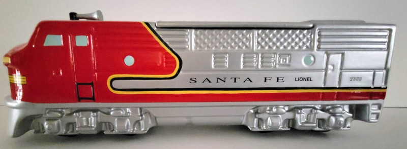 LIONEL SANTA FE WARBONNET # 2333 DIESEL CERAMIC COOKIE JAR--ENESCO #480177