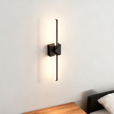 LED 2 Pack 28'' indoor Wall Sconce Light Modern Black for Bedroom Lamp Fixture
