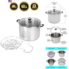 Stainless Steel Canning Pot 20 Qt with Rack for Water Bath and Steam Canning