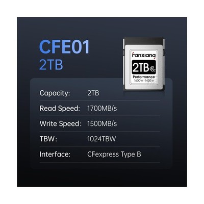 新品 Fanxiang CFexpress Type B 2TB CFE01 2TB CFexpress Type B Memory Card, Up to 1700MB/s, CF Express Card