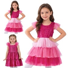 Kids Girls Dresses Pageant Dress Dance Costume Stage Party Tiered Ruffle Class