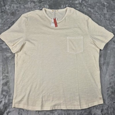 Marine Layer Tee Mens XXL Vintage Heavy Slub Pocket Antique Cream Short Sleeve
