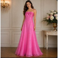 Cache Gown Sz 4 Pink Embroidered Beaded Sequin Lace Up Formal Barbiecore Dress