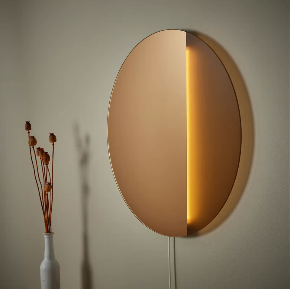 IKEA VARMBLIXT LED Wall/Mirror Lamp – Dimmable Bronze Colour Round - Image 3 of 4