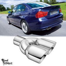 Für 3er E90 E32 E36 E46 2,5" Einlass Doppelrohr Auspuffblende Endrohr Edelstahl