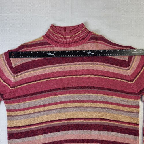 Maglione Vintage Tiara International a Righe Multicolore Rosa Donna Grande Y2K Retrò - Foto 8 di 10