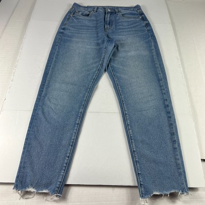 American Eagle Jeans Women's 28x26 Mom Jean High Rise Blue Raw Hem Denim Tag 6 R