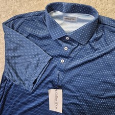 Collars and Co Dress Collar Polo Shirt Mens XL Blue Polka Dot Performance Preppy