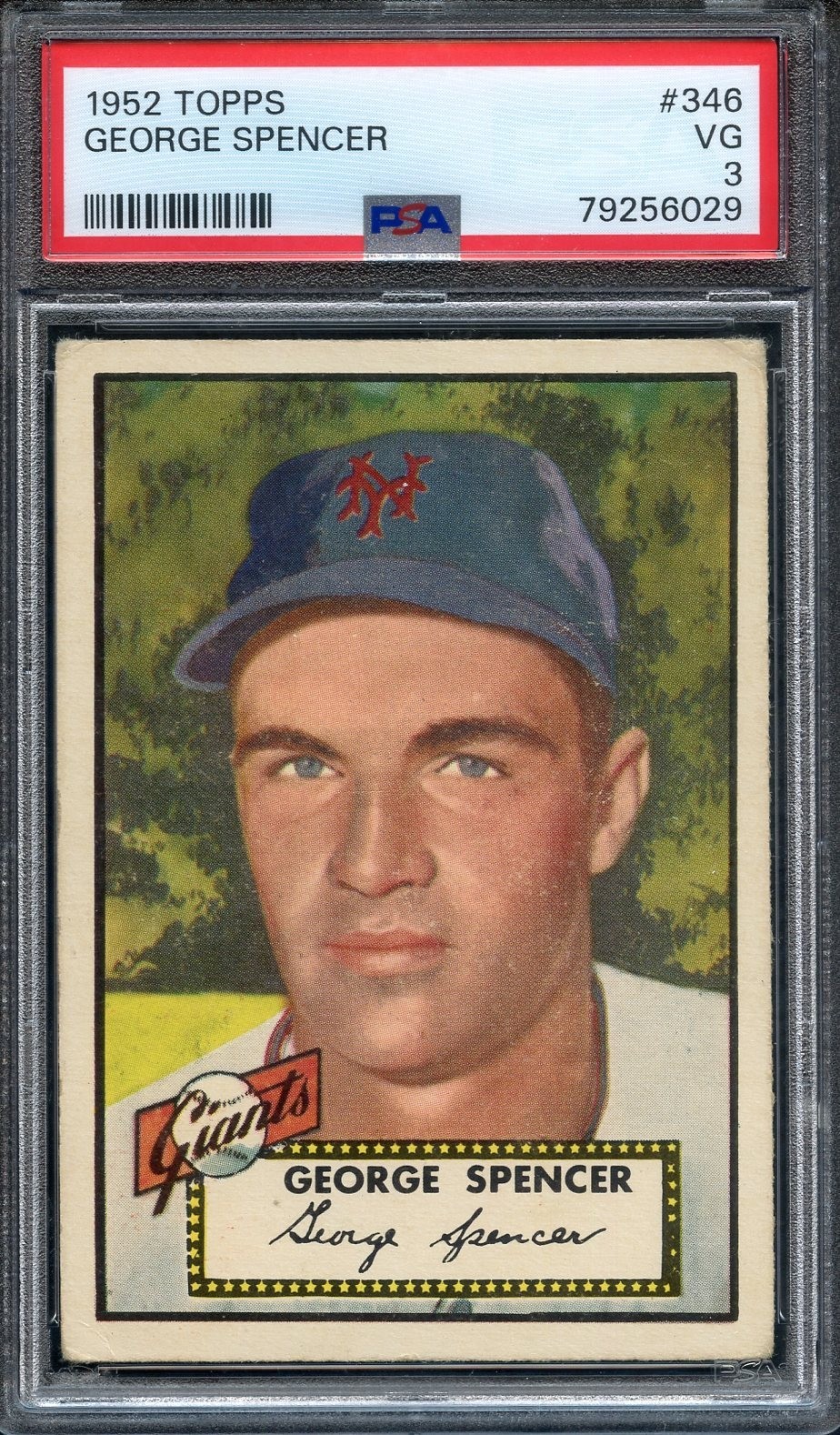 1952 Topps Tough High #346 George Spencer PSA 3 Centered New York Giants 6029