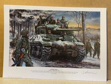 No 1 signed Ltd ed military art print 82nd airborne /M36 Tank Destroyer Ardennse