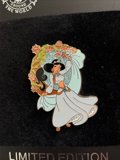 DISNEY PIN DS EXCL DANCING PRINCESS ALADDIN JASMINE IN FLOWERS GLITTER LE 125