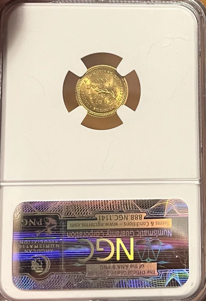 1903 NGC/CAC MS66 G$1 Jefferson GOLD Commemorative - Image 2 of 4