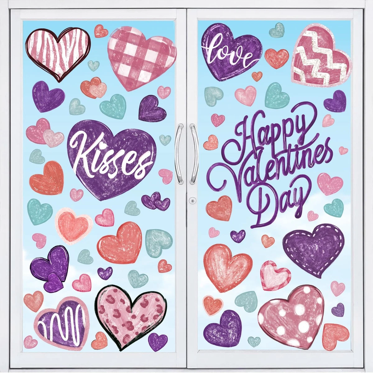 Decoración De Ventana Para San Valentín - 9 Láminas De Vinilo Estático, Corazones Rosas, Para Niños