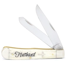 CASE XX KNIVES HUSBAND NATURAL BONE CROSS SHIELD TRAPPER 6254 SS (672108) POCKET