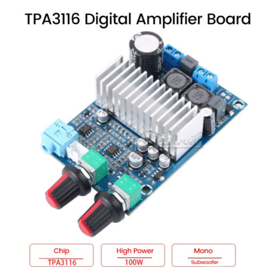DC12-24V Subwoofer Mono Channnel Audio Digital Amplifier Board 100W TPA3116 Bass