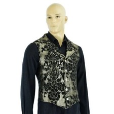 Victorian Gentlemans Aristocrat Vest Tapestry Stylish Casual Vest Gold