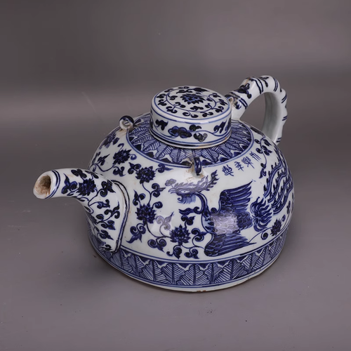 Sammlerstück Kunst chinesische Hand blau & weiß Porzellan Phönix Taepot - Bild 3 von 10