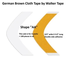 German Brown Cloth Tape Shape AA 3 packs 108 pieces by Walker Tape Co.