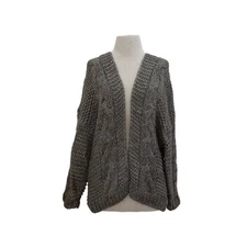 Wishlist Green Chunky Open Cable Knit Dolman Sleeve Cardigan Sweater Size M/L