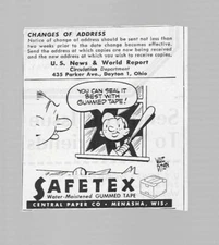 Safetex Water-Moistened Gummed Tape Central Paper Company  1951 Vintage Print Ad