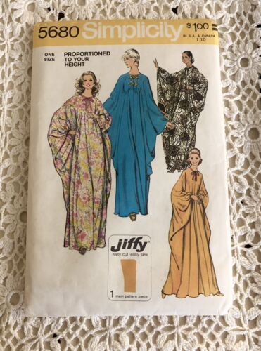Vintage 1973 Simplicity 5680 Caftan BOHO Hippie Sewing Pattern One Size UNCUT - Bild 1 von 4