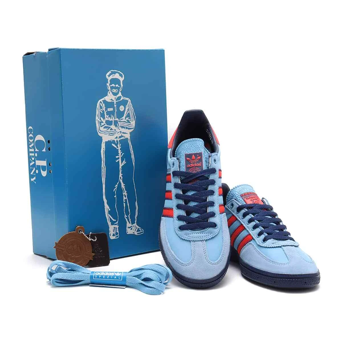NEW + RARE ADIDAS X C.P. COMPANY GT MANCHESTER SPZL LIGHT BLUE BRIGHT RED SHOE Adidas x C.P. Company SPZL Manchester Sneaker in Light Blue  main image 2