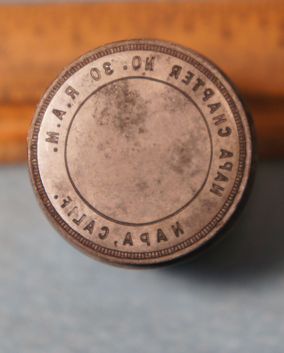 Antique NAPA CA Napa Chapter 30 RAM MASONIC PENNY Stamping Die