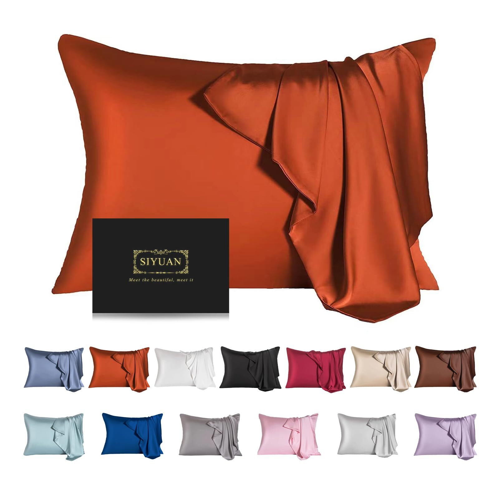 Mulberry Silk Pillowcase for Hair and SkinKing Size Cooling Silk Pillow Case ...-image