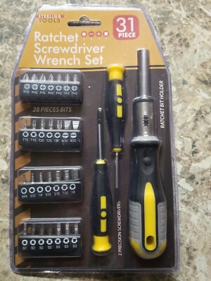 Sterling Tools Ratchet Screwdriver Set, 31 Pieces, BlackYellow 