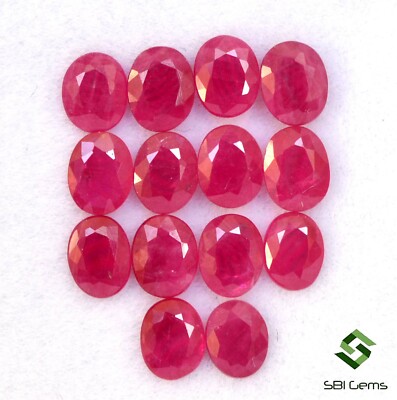 5x4 mm Natural Ruby Oval Cut Lot 14 Pcs 6.01 Cts Red Burma Loose Gemstones