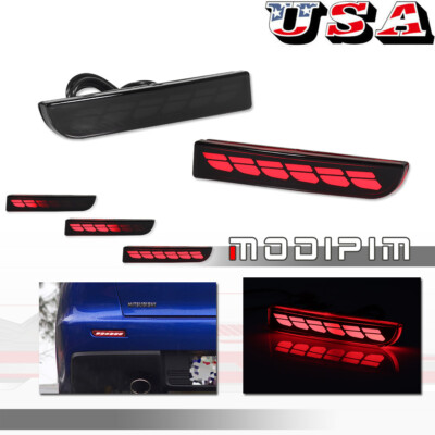 Pair Smoke LED Rear Bumper Reflector Light For Mitsubishi Lancer Evo X Outlander