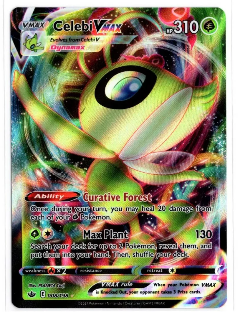 Carta Pokemon Celebi VMAX Português 008/198 Card Original Copag Reinado  Arrepiante