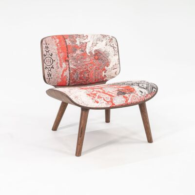 2022 Marcel Wanders for Moooi Nut Lounge Chair in Dark Oak w/ Patterned Fabric