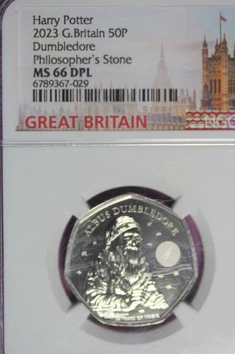 2023 NGC GREAT BRITIAN 50P DUMBLEDORE PHILOSOPHERS STONE MS66 DPL #B43768