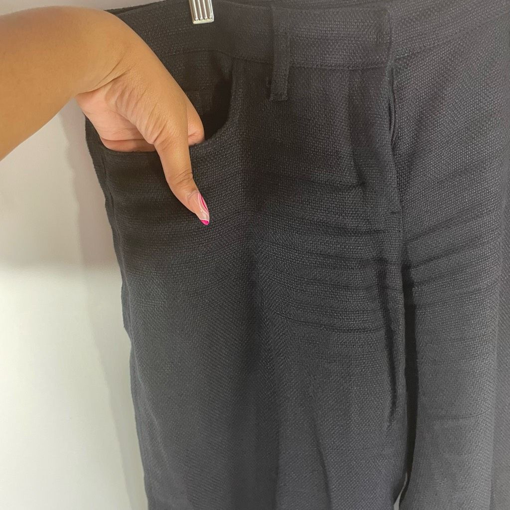 Max Mara Womens Capri Pants Black Pockets Linen Blend… Gem